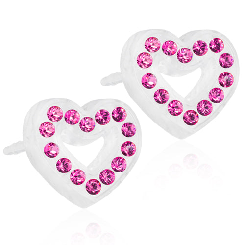 Brilliance 8mm Puck or 10mm Heart Hollow - 100% Nickel Free Medical Plastic Earrings