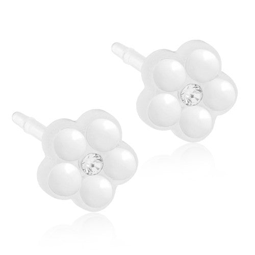 Daisy 6mm Pearls with Crystal - 100% Nickel Free Medical Plastic