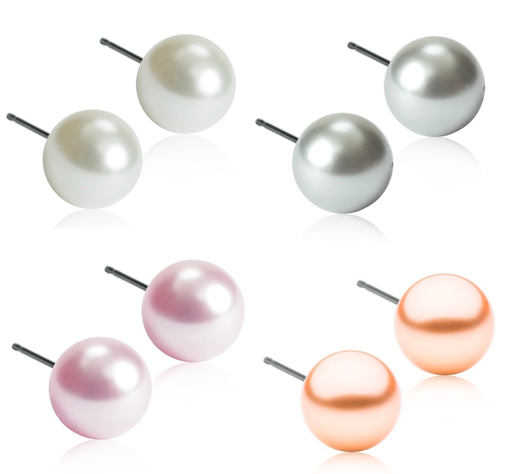 Pearl Earrings - Light Grey - 6mm