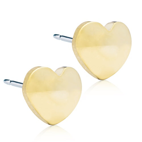 Heart & Plain Balls 5mm or 8mm - Black, Golden and Silver Titanium Earrings