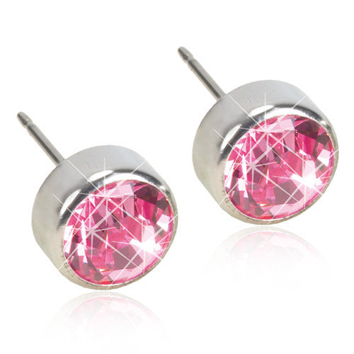 Bezel Crystal Earrings - Assorted Sizes and Colours - Silver & Natural Titanium