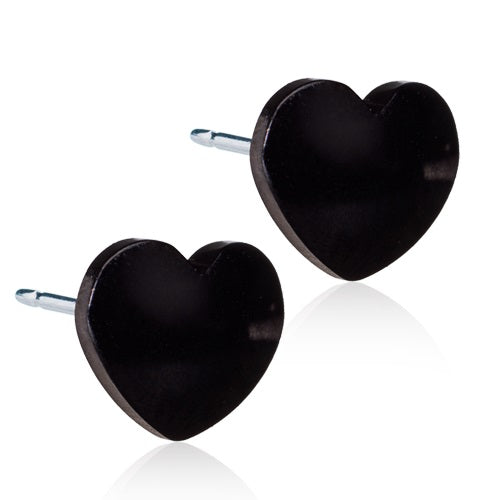 Heart & Plain Balls 5mm or 8mm - Black, Golden and Silver Titanium Earrings