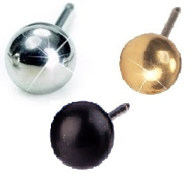 Heart & Plain Balls 5mm or 8mm - Black, Golden and Silver Titanium Earrings